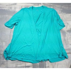 Catherines Cardigan women 4x blue light knit open front jersey long sleeve loose
